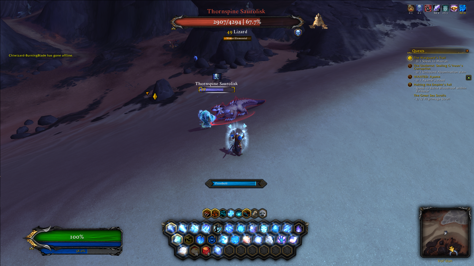 World of Warcraft UI showing a custom addon layout