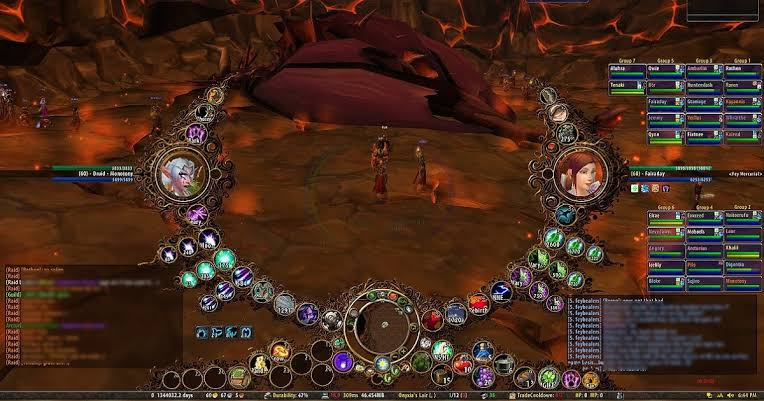 World of Warcraft UI with community addon customization